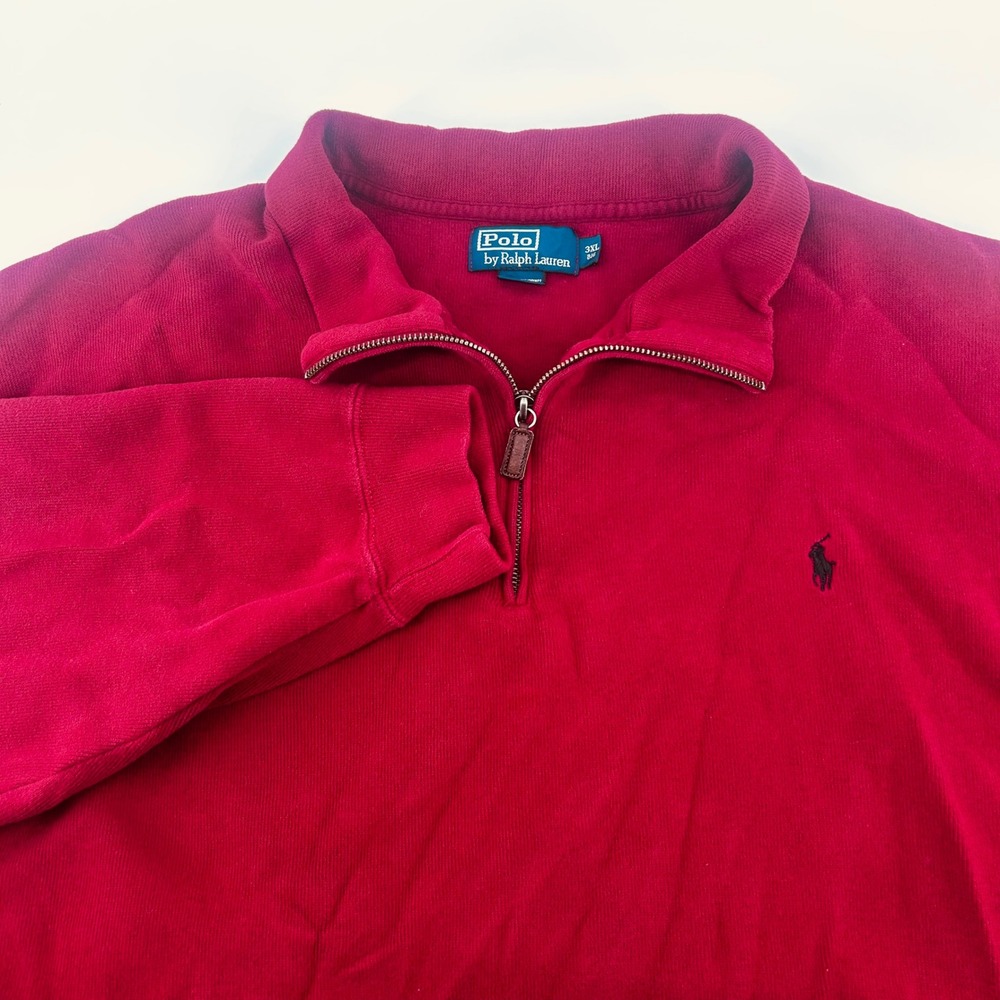 Polo Ralph Lauren Quarter Zip Pullover Mens 3XL Red Cotton Big & Tall Sweater